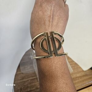 Gold-tone Geometric Hinged Cuff Bracelet